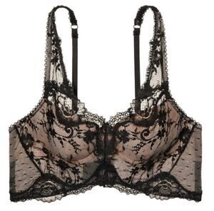 NWOT Victoria's Secret Dream Angels Black Lace Mesh Long Line Bra Sz 34D